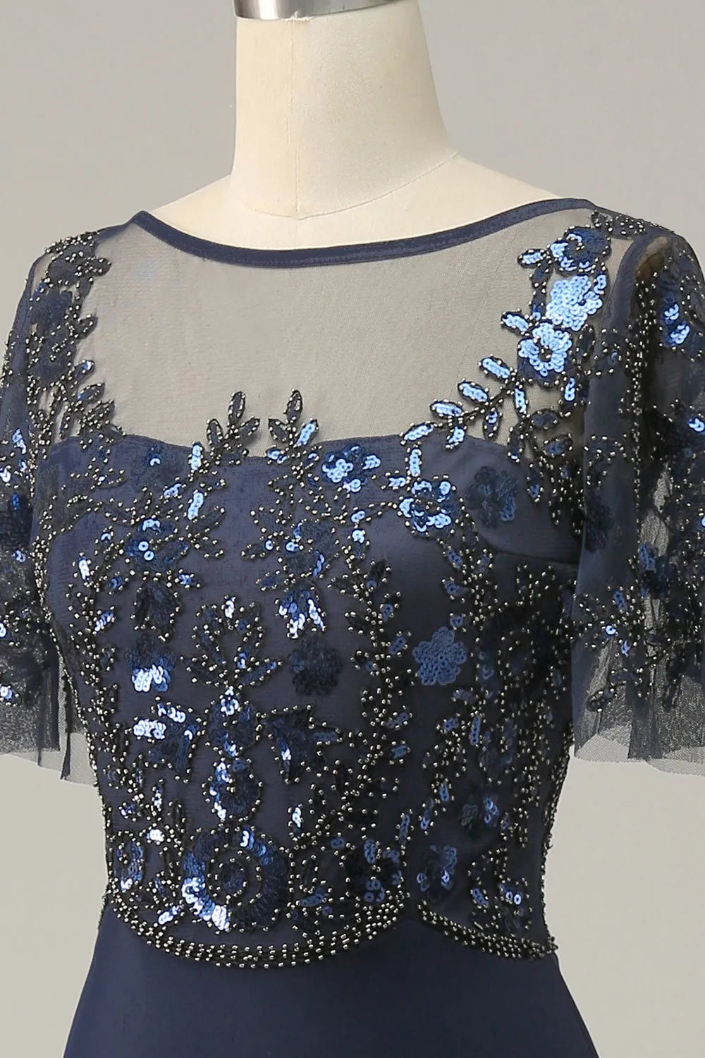 Wholesa A-line Appliques Sequin Mother of Bride Dress