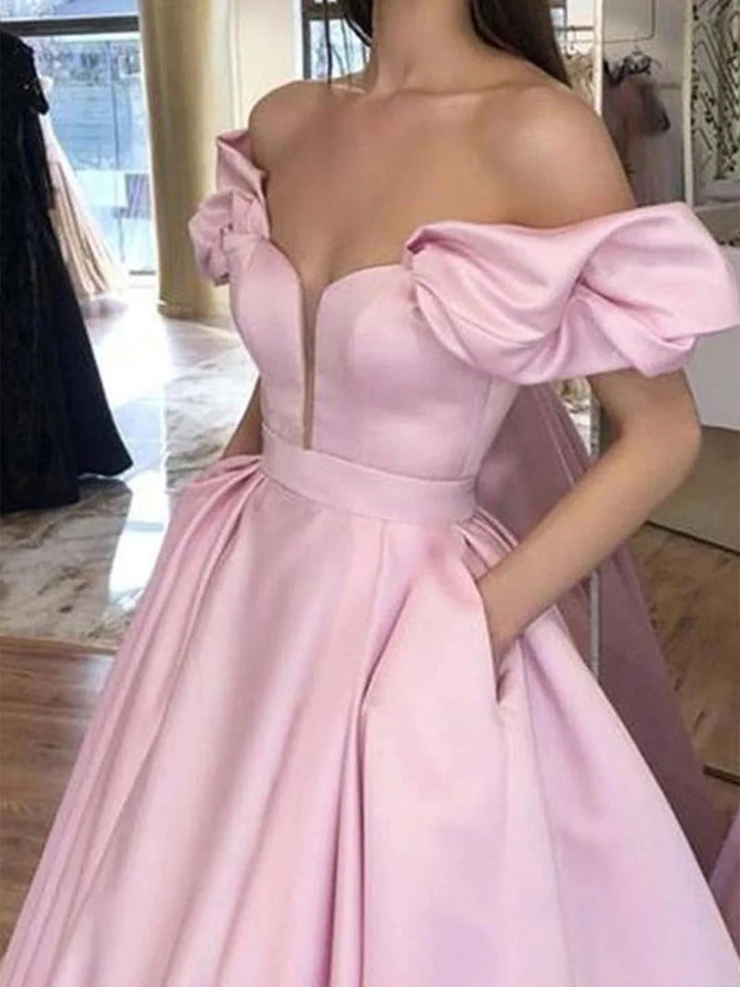 Wholesa Ball Gown Off-The-Shoulder Floor-Length Long Prom Dresses
