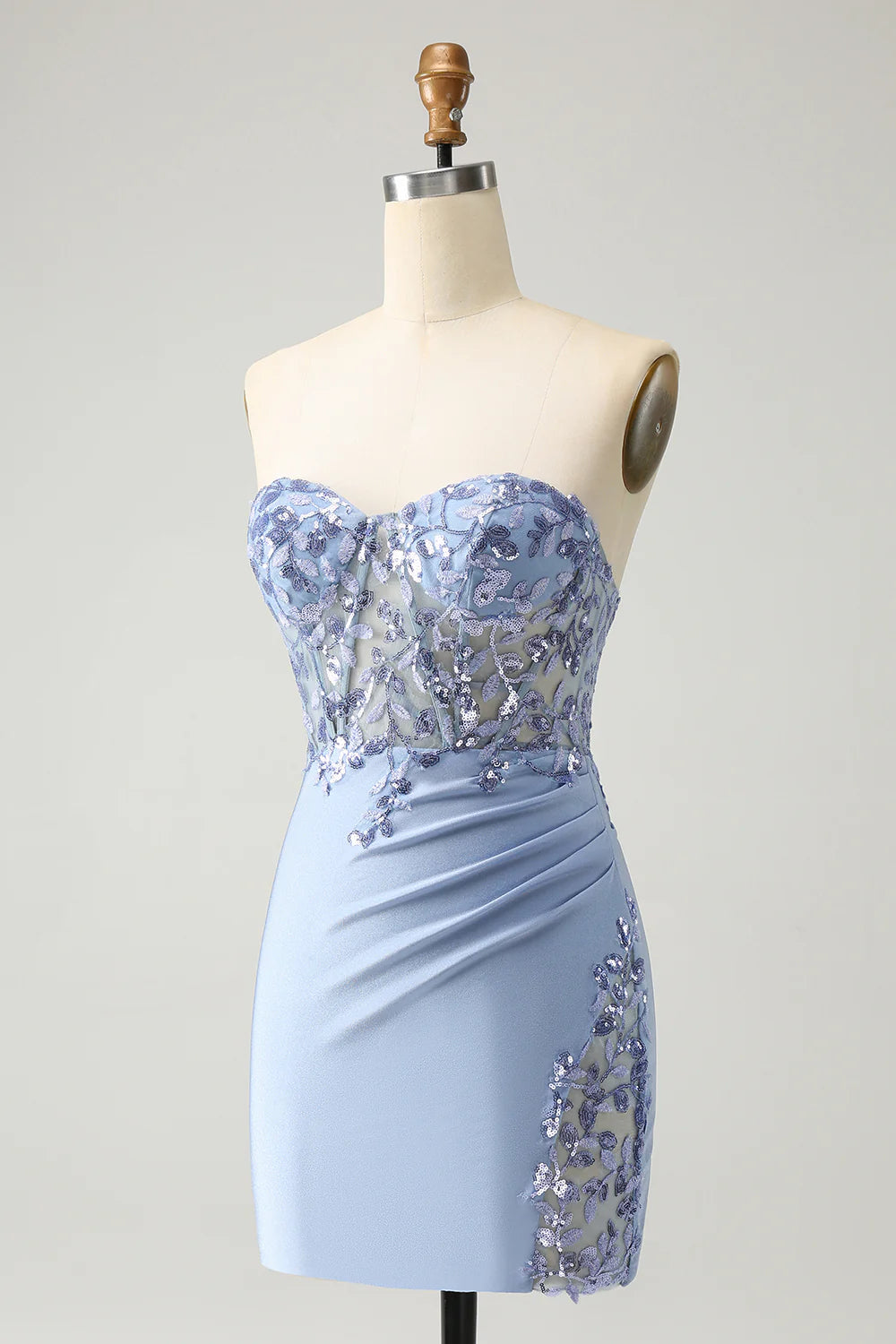 Wholesa Glitter Sequined Tight Strapless Corset Party Dress Homecoming Dresses