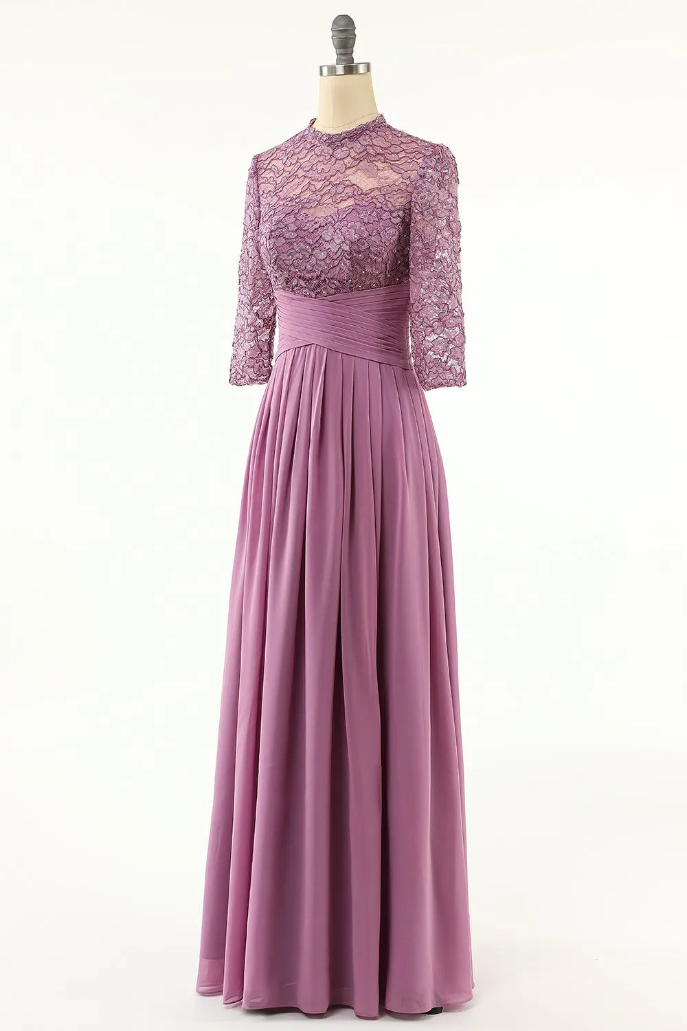 Wholesa A-line Chiffon Long Mother Of the Bride Dress with Lace