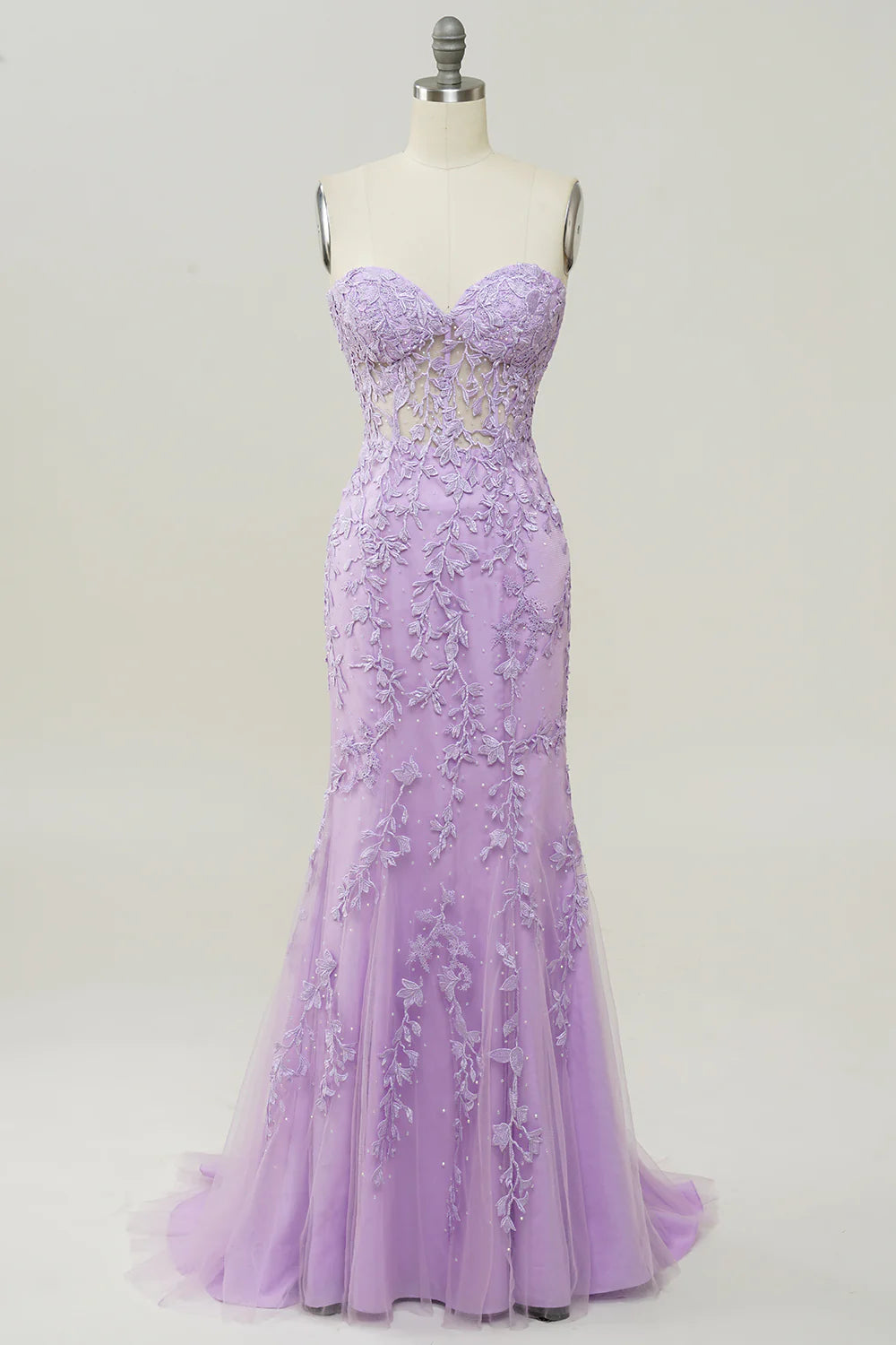 Wholesa Purple Sweetheart Neck Mermaid Prom Dress With Appliques