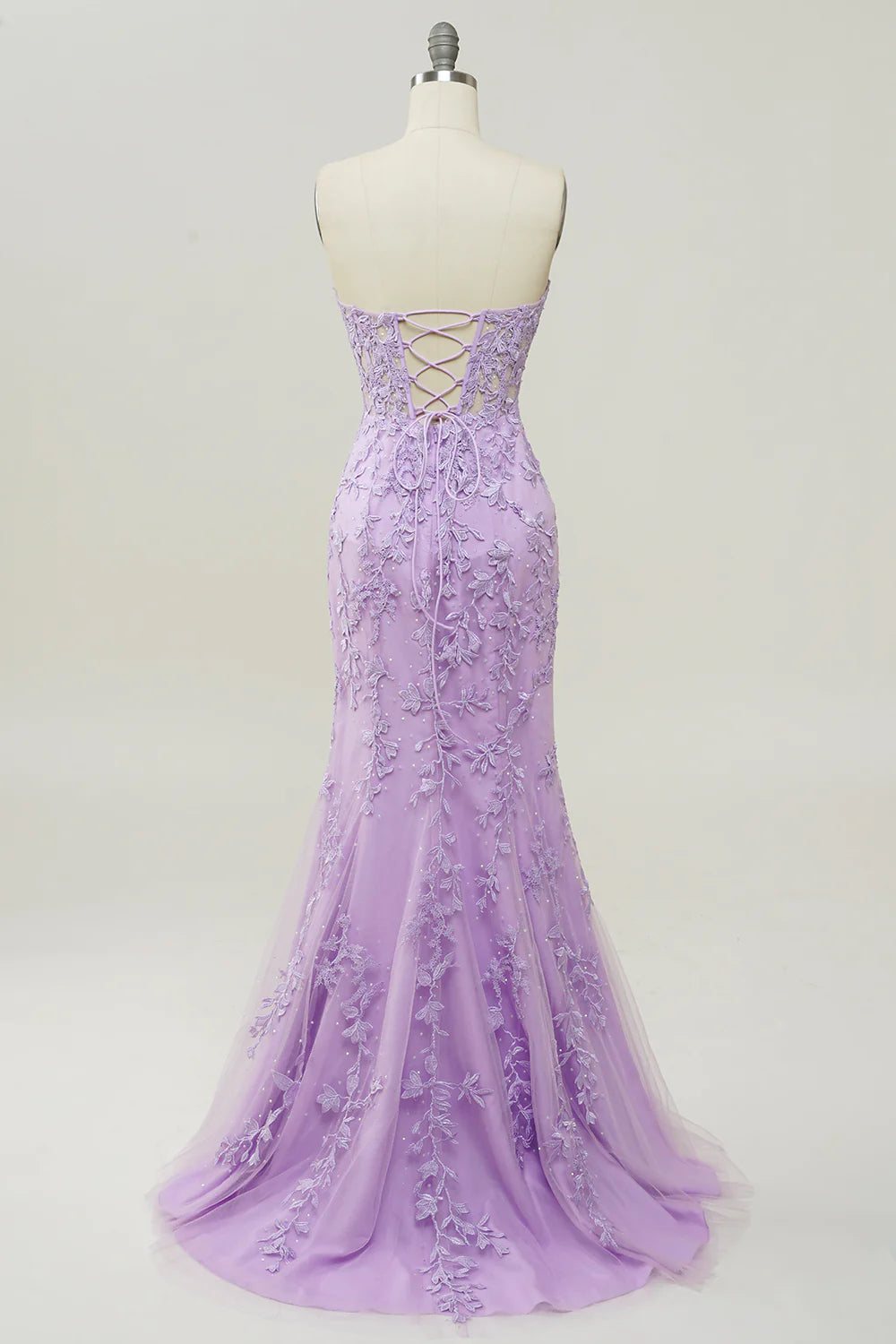Wholesa Purple Sweetheart Neck Mermaid Prom Dress With Appliques