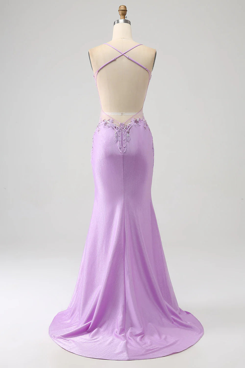 Wholesa Mermaid Spaghetti Straps Long Prom Dress with Appliques Beading