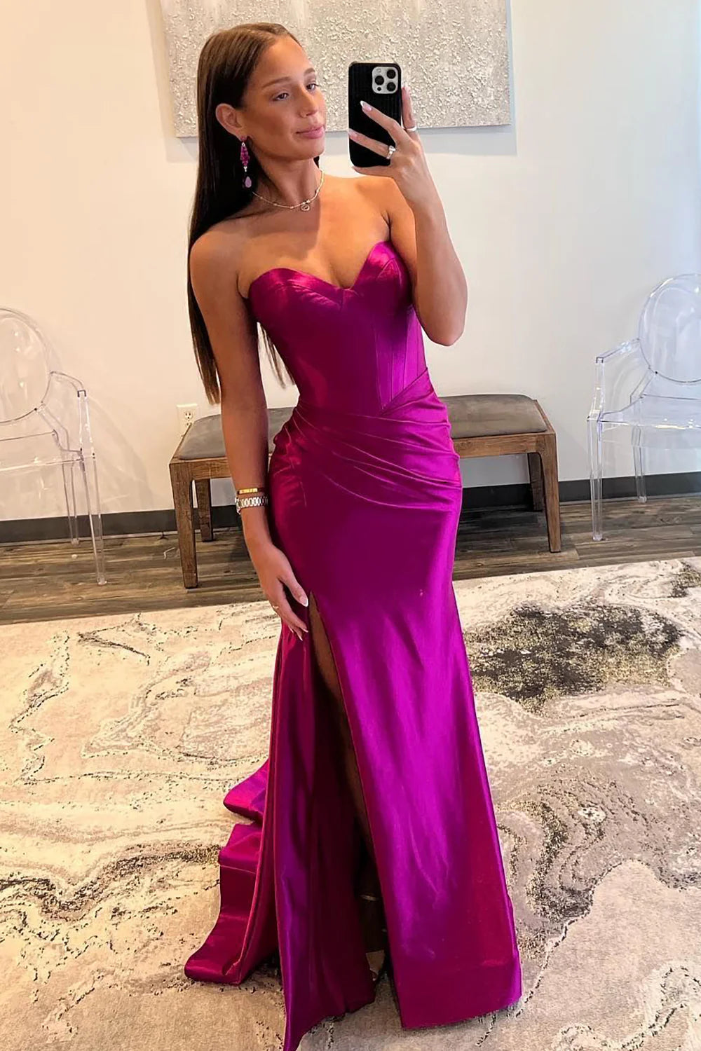 Wholesa Mermaid Sweetheart Long Prom Dress with Slit