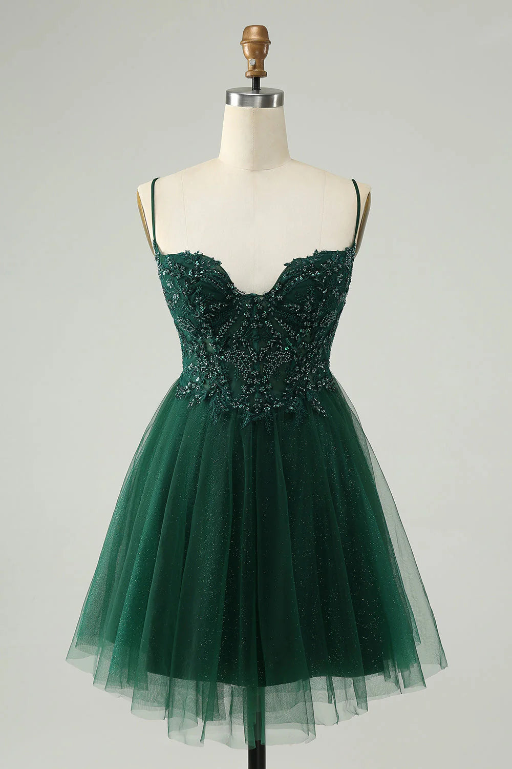 Wholesa A-Line Glitter Beaded Appliques Tulle Short Prom Dress Homecoming Dresses