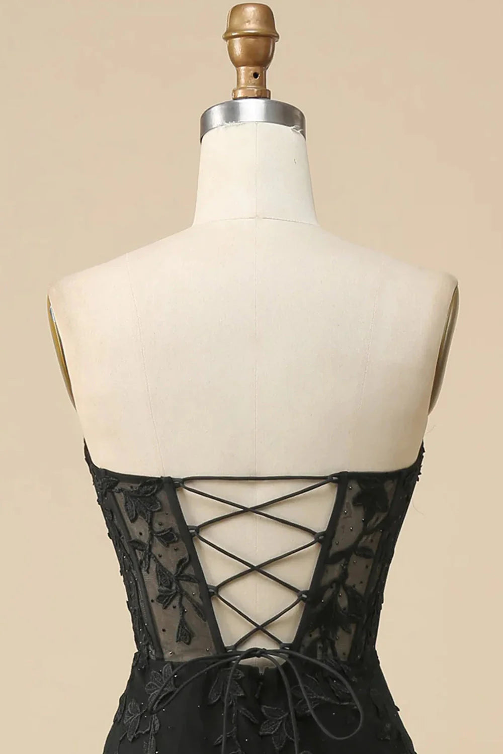 Wholesa Mermaid Corset Sweetheart Long Lace Prom Dress with Slit