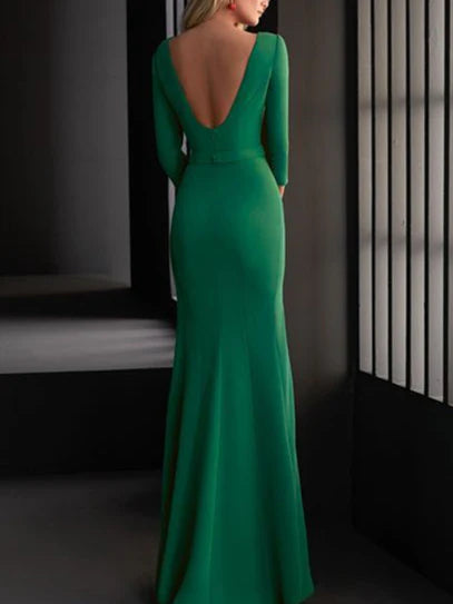 Wholesa Sheath V-Neck Floor-Length Prom Dresses