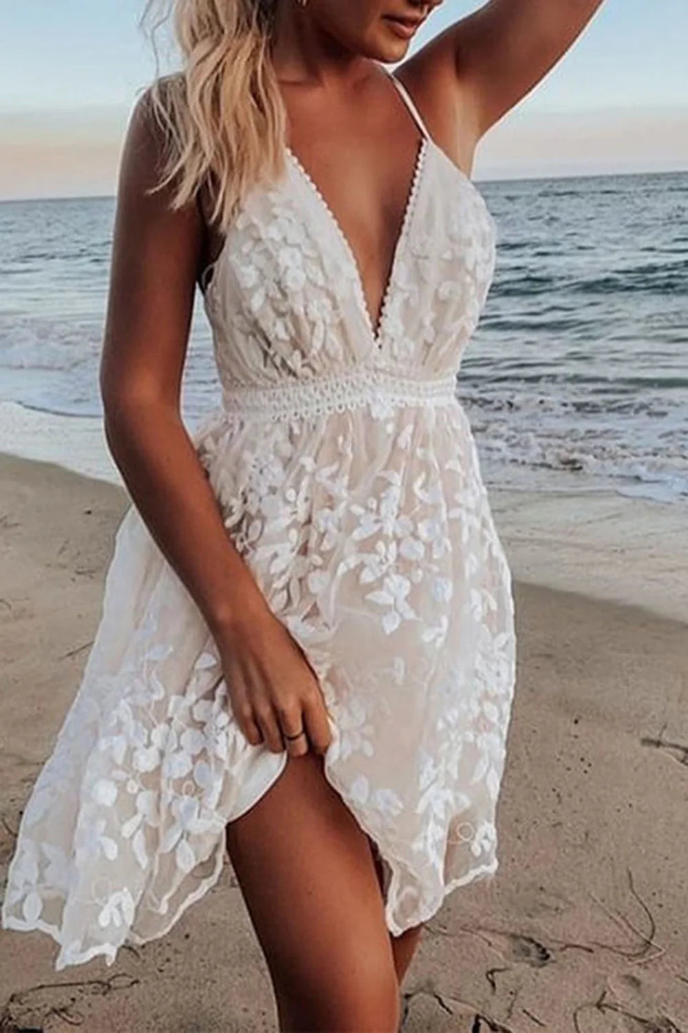 Wholesa A-Line Spaghetti Straps Cross Back Short Wedding Dress