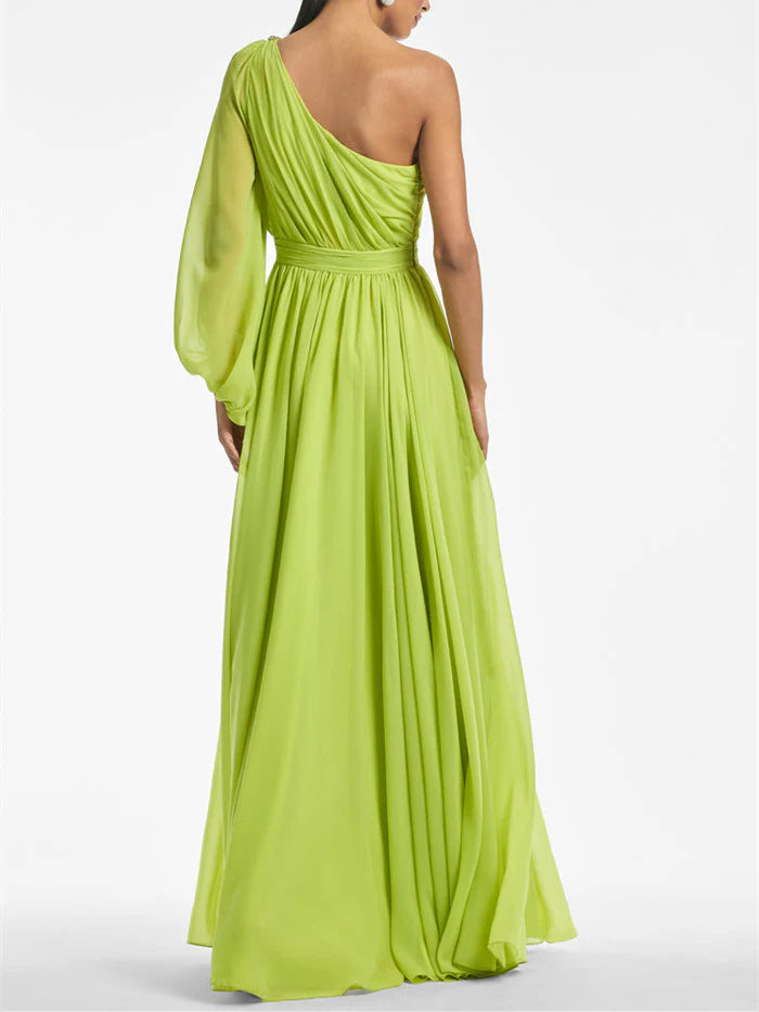 Wholesa A Line One Shoulder Floor-Length Evening Dress