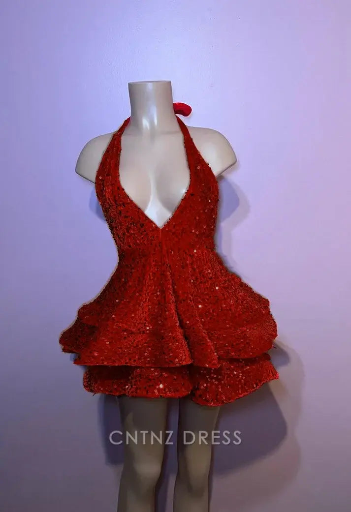 Wholesa A-line Sparkly Sequin Red Homecoming Dresses formal dresses Bridesmaid Dresses evening gown Prom Dress
