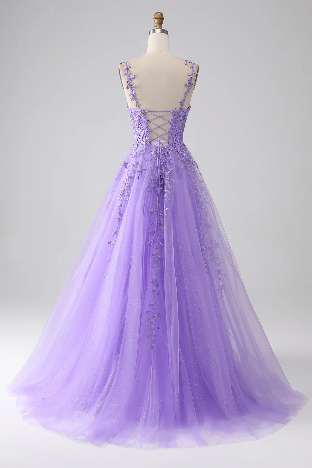 Wholesa A-Line Spaghetti Straps Long Prom Dress with Appliques