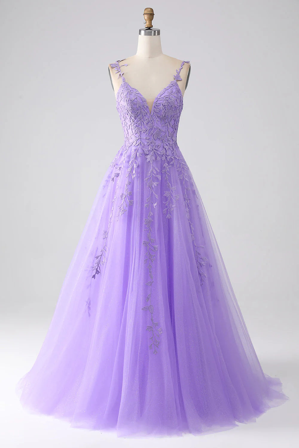 Wholesa A-Line Spaghetti Straps Long Prom Dress with Appliques