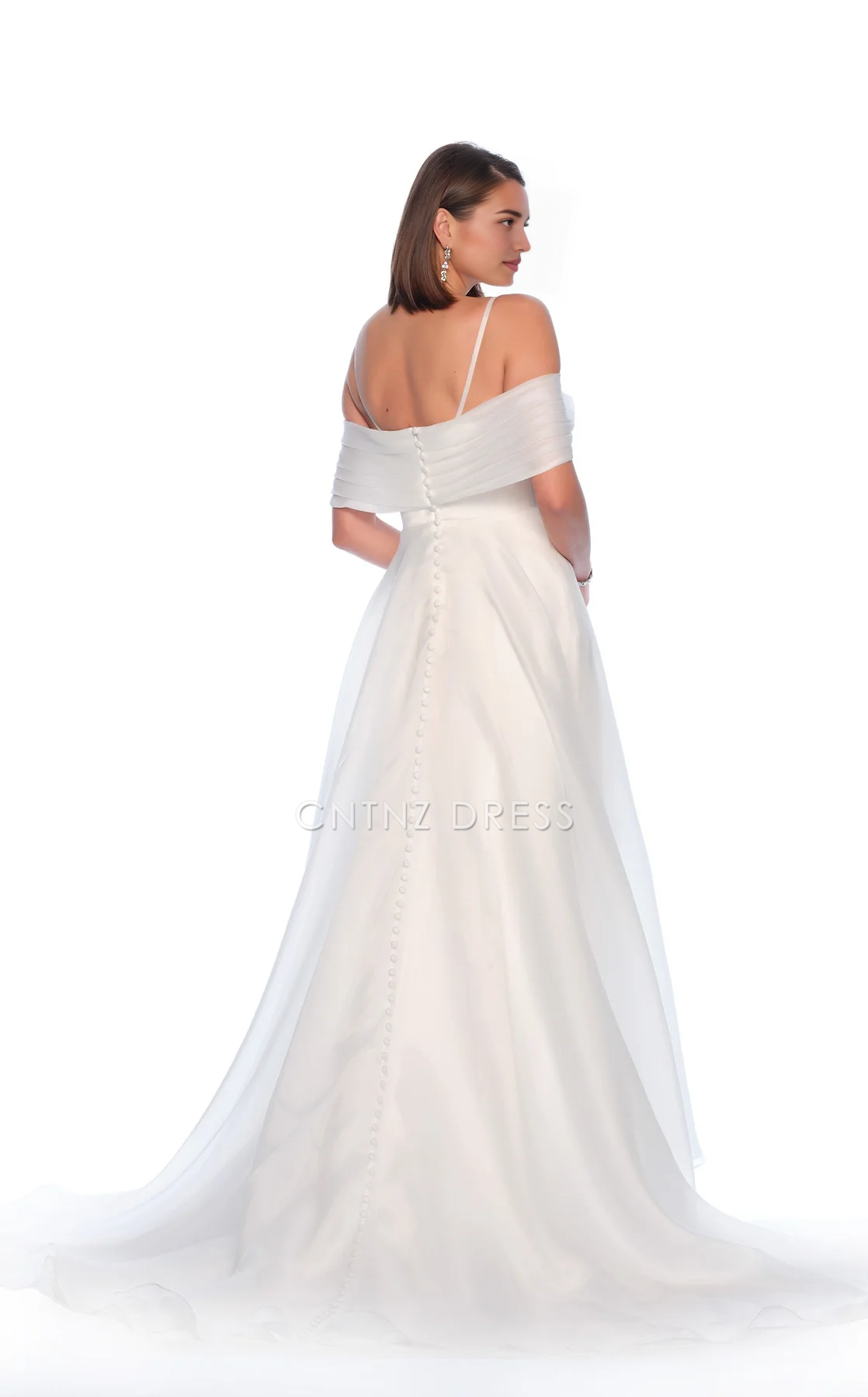 CNTNZ DRESS Exquisite A Line Spaghetti Strap Pleated Side Fork Backless Fashion Hot Sale Wedding Dress