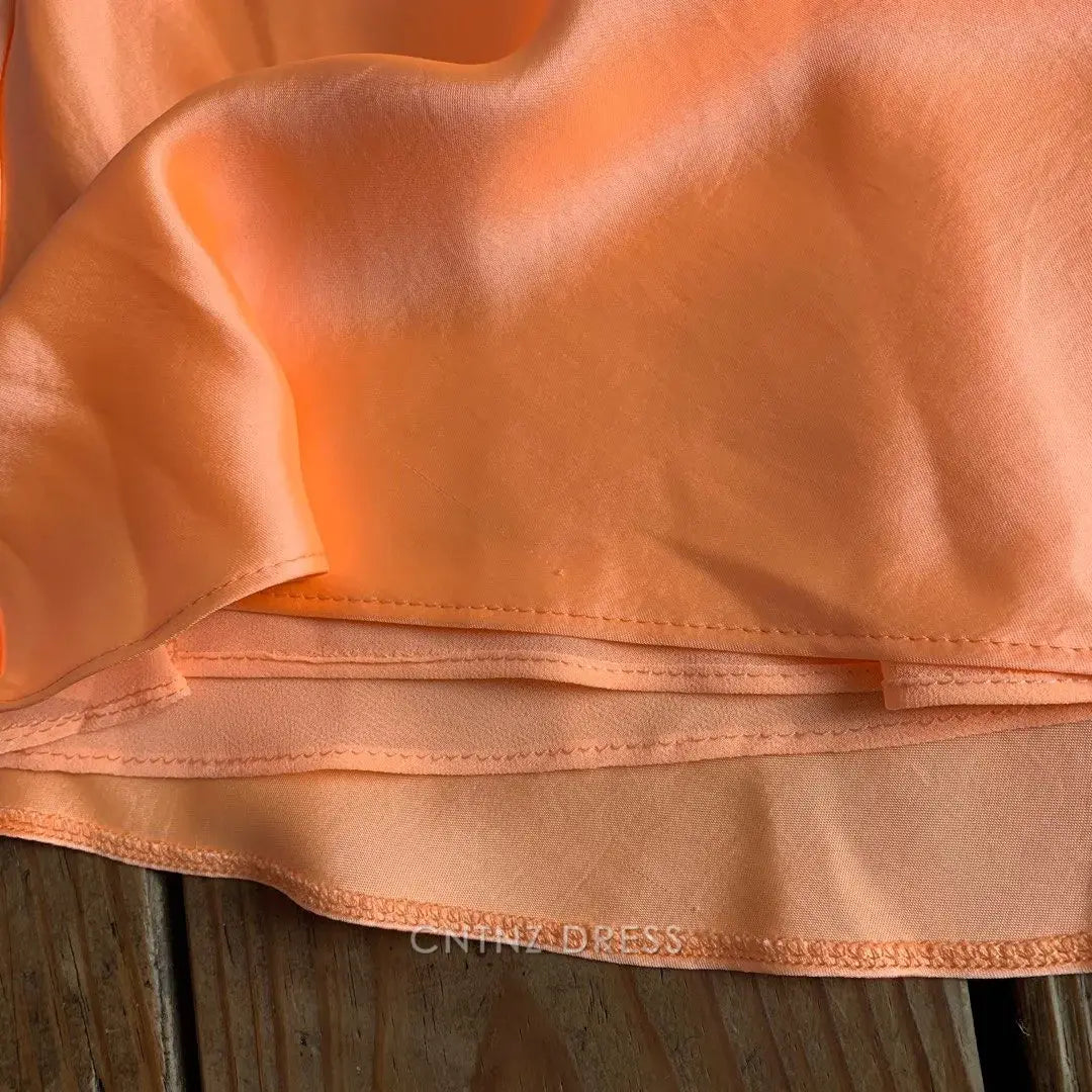 Wholesa Cute Spaghetti Straps Orange Back Homecoming Dress formal dresses Bridesmaid Dresses evening gown Prom Dress