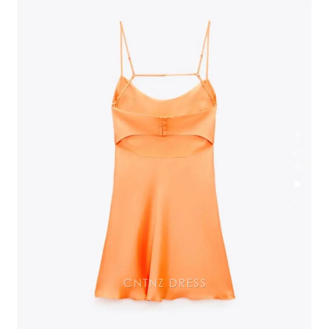 Wholesa Cute Spaghetti Straps Orange Back Homecoming Dress formal dresses Bridesmaid Dresses evening gown Prom Dress