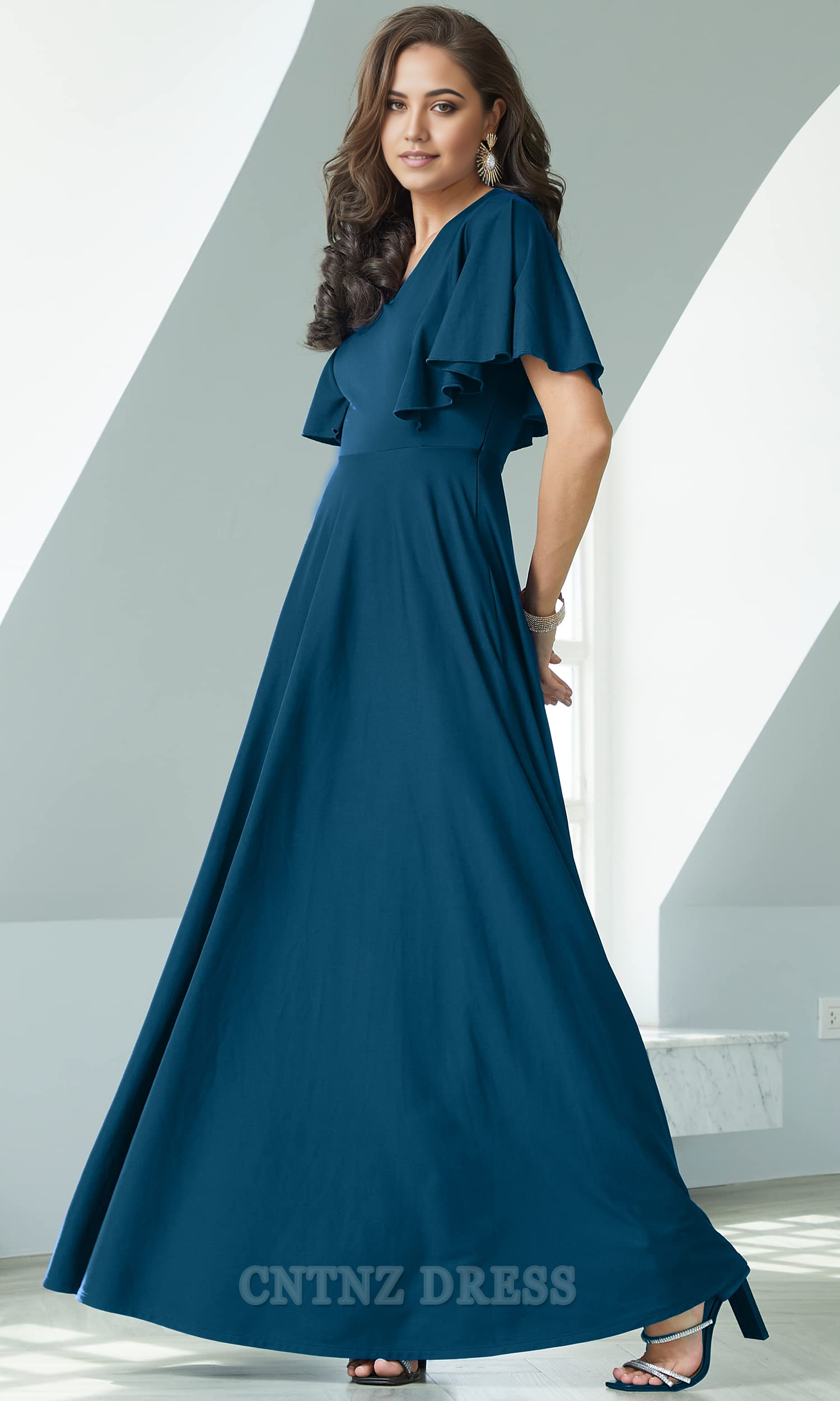 Wholesa A-line V-Neck Elegant formal dresses Bridesmaid Dresses evening gown Prom Dress