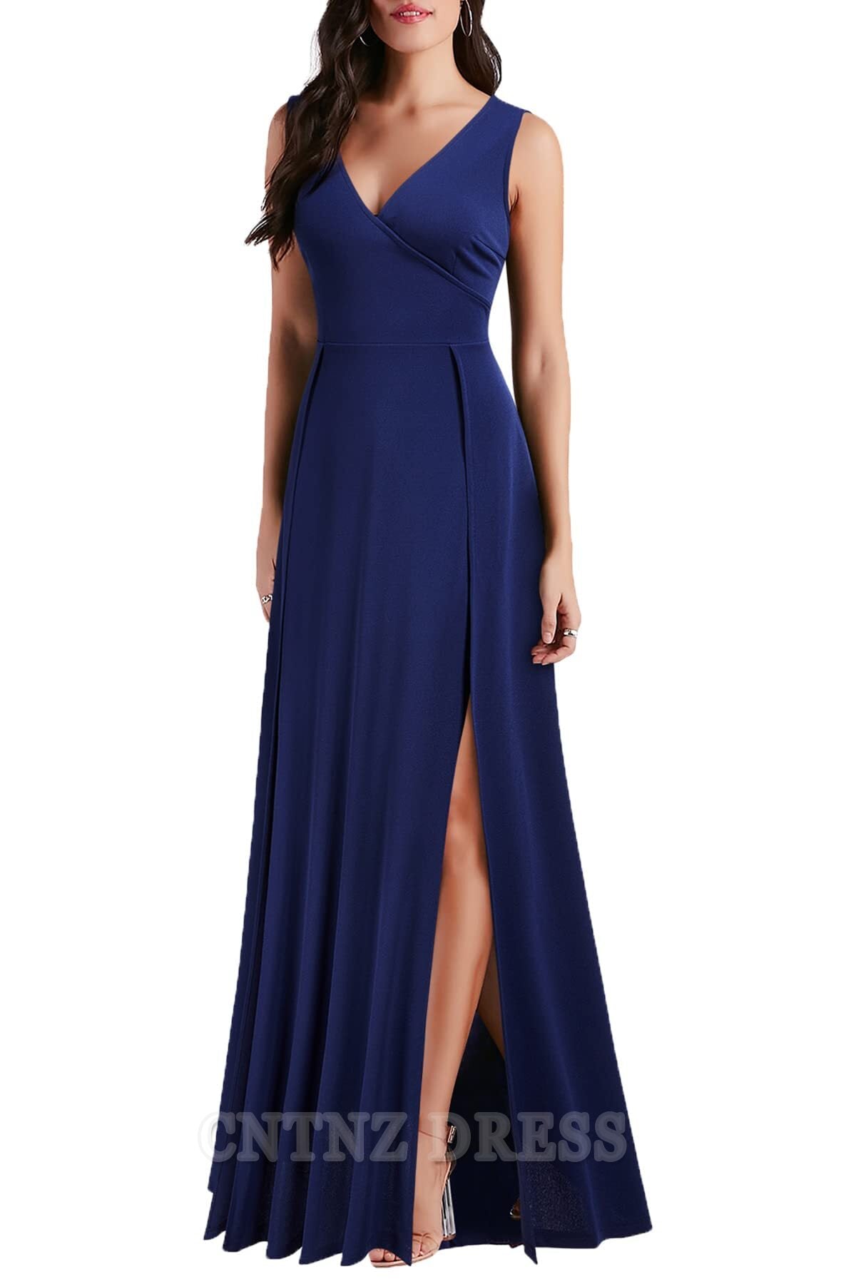 Wholesa A-line V Neck Sleeveless Split formal dresses Bridesmaid Dresses evening gown Prom Dress