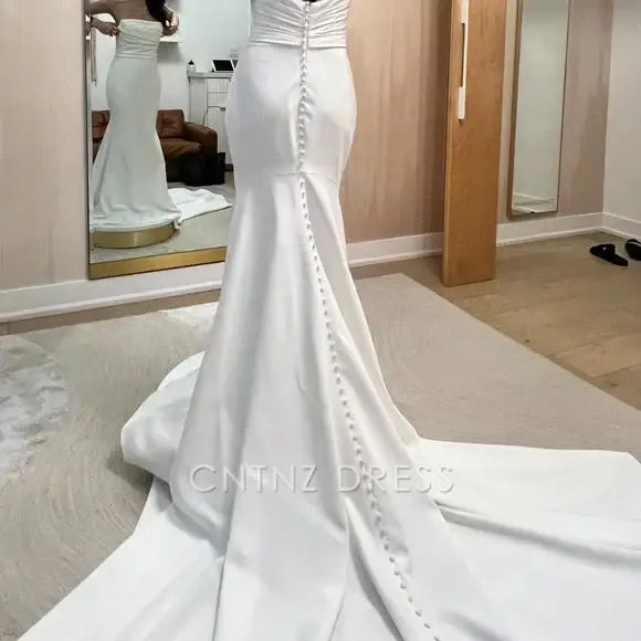 Wholesa Mermaid Strapless White formal dresses Bridesmaid Dresses evening gown Prom Dress