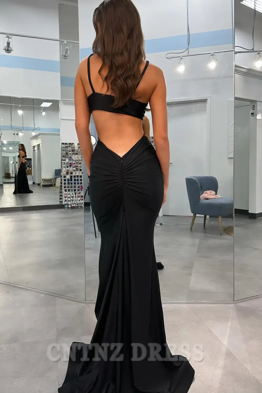 Wholesa Mermaid Spaghetti Straps Cutout Waist Sexy Red Satin Long formal dresses evening gown Prom Dress