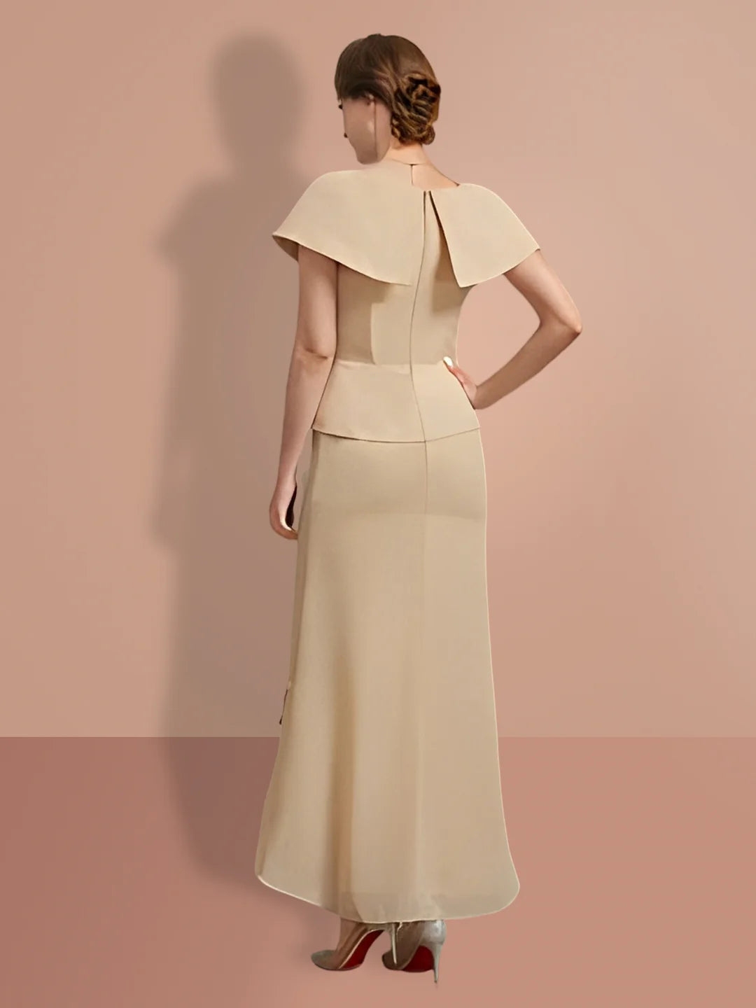 Wholesa A-Line Short Sleeves V Neck Mother of the Bride Dresses