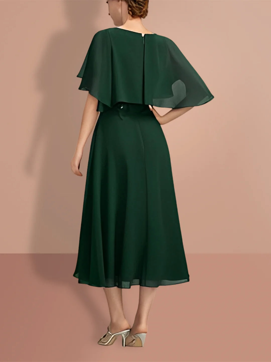 Wholesa A-Line Short Sleeves Jewel Neck Mother Of The Bride Dresses