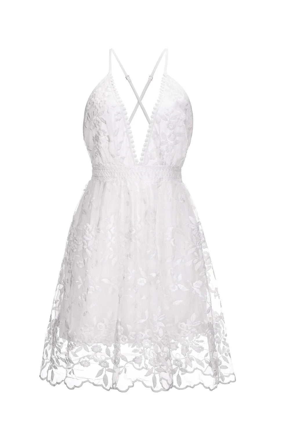 Wholesa A-Line Spaghetti Straps Cross Back Short Wedding Dress