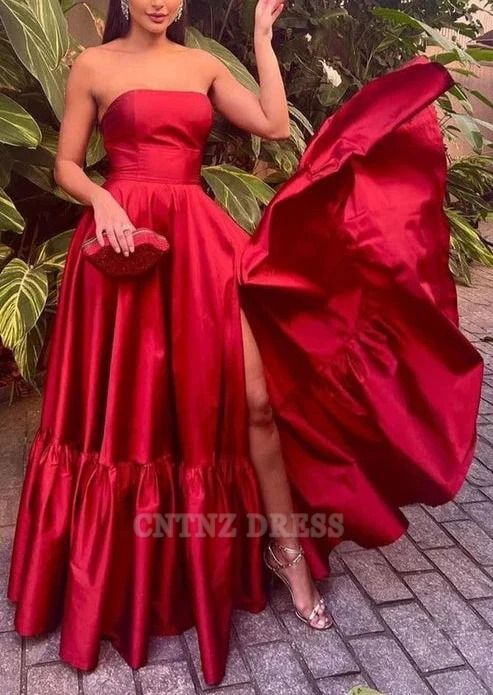 Wholesa A-line Simple Strapless formal dresses Bridesmaid Dresses evening gown Prom Dress