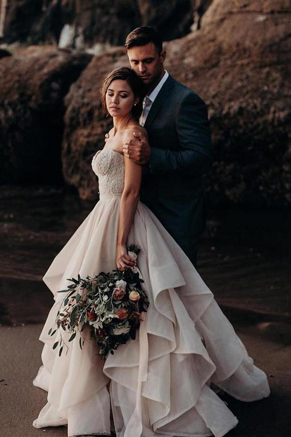 Wholesa A-line Sweetheart Neck Beaded Bodice Wedding Gowns Wedding Dresses