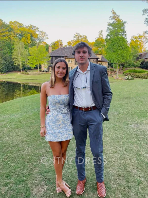 Wholesa Sheath Strapless Blue Short Homecoming Dress formal dresses Bridesmaid Dresses evening gown Prom Dress