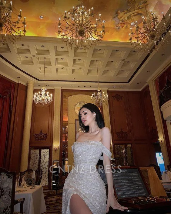 Wholesa Sheath Off The Shoulder Sequin Long formal dresses Bridesmaid Dresses evening gown Prom Dress