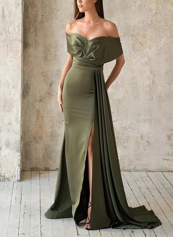 Wholesa Mermaid Off-The-Shoulder Silk Satin Mother Of The Bride Dresses
