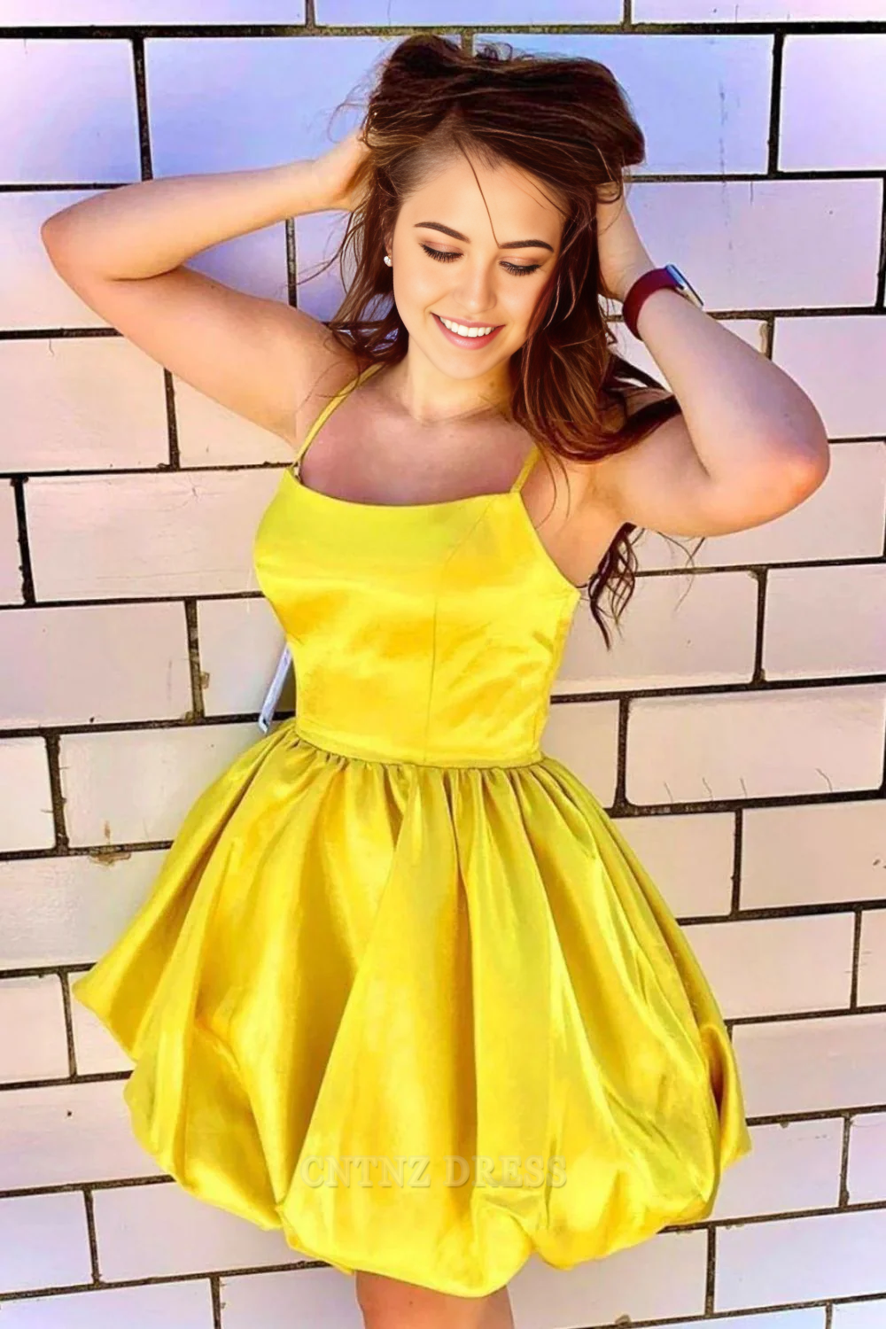 Wholesa A-line Cute Spaghetti Straps Short Homecoming Dress formal dresses Bridesmaid Dresses evening gown Prom Dress