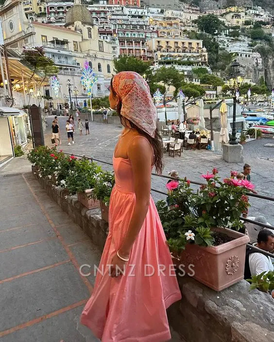 Wholesa A-line Simple Spaghetti Straps Pink formal dresses Bridesmaid Dresses evening gown Prom Dress