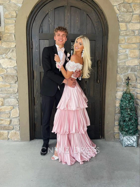 Wholesa Two Piece A-line Pink Pleated formal dresses Bridesmaid Dresses evening gown Prom Dress With Split