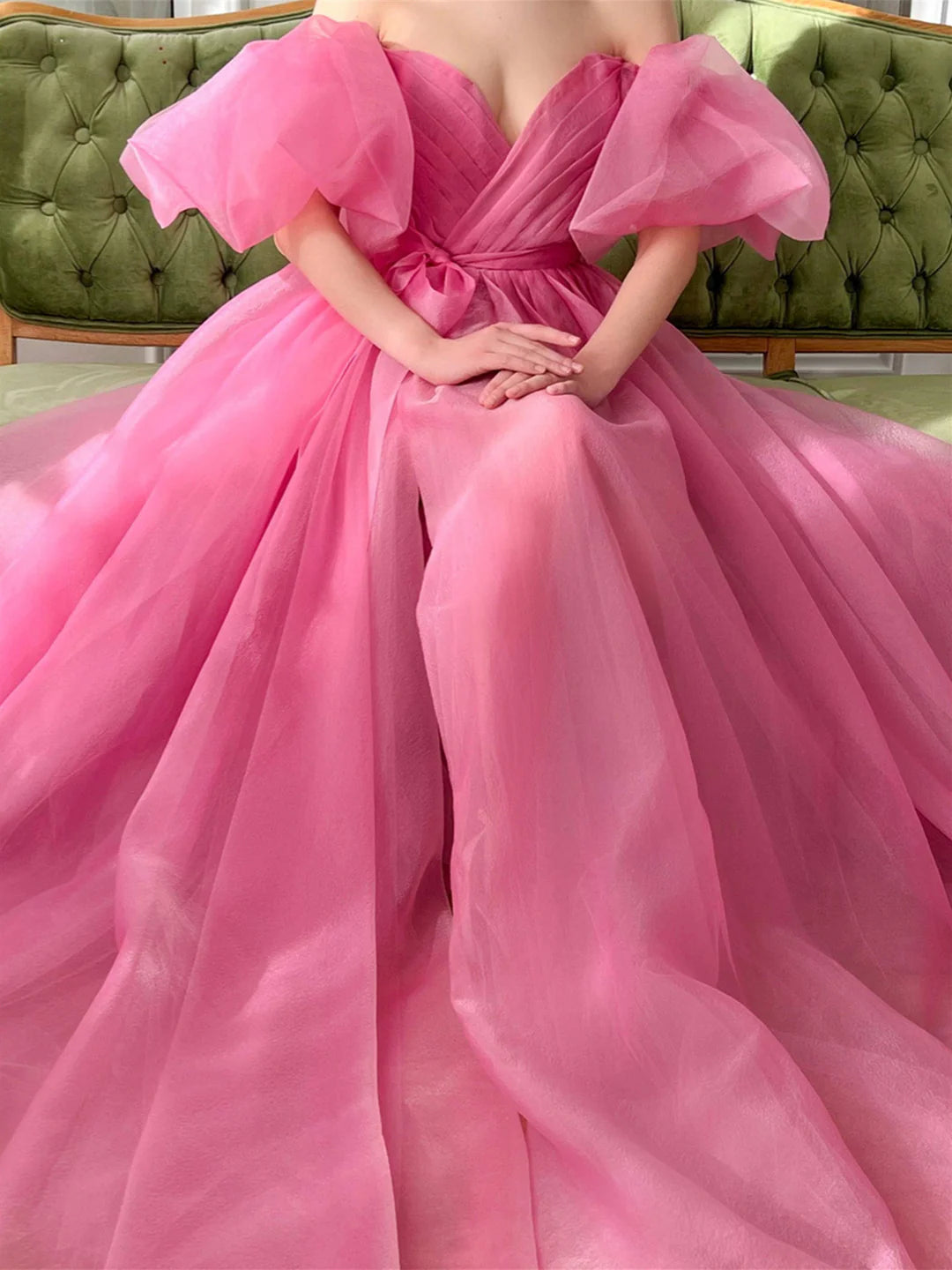 Wholesa A-Line Sweetheart Off-The-Shoulder Floor Length Prom Dress