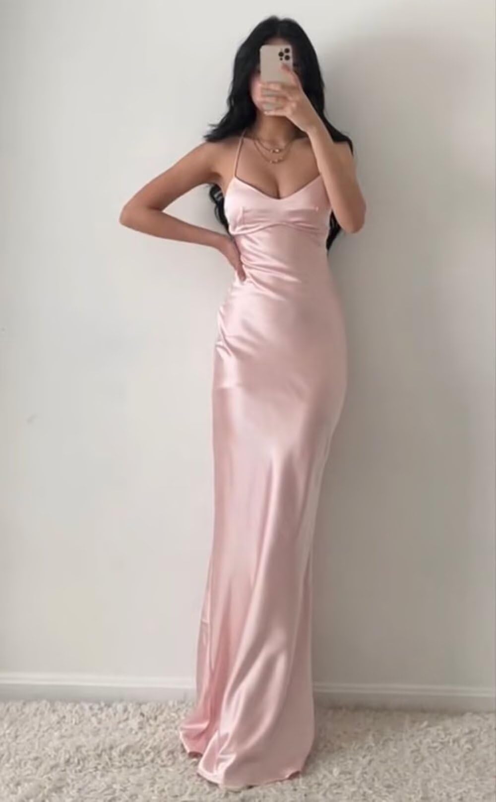 Wholesa Sheath V-Neck Spaghetti Straps Slit Satin Long formal dresses Bridesmaid Dresses evening gown Prom Dress