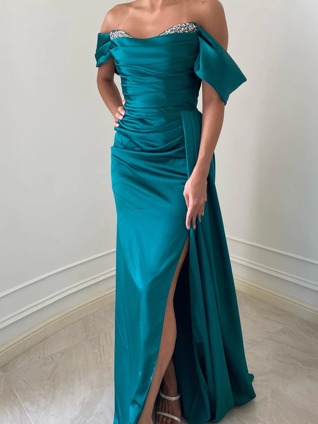 Wholesa Sheath Off The Shoulder Floor Length Evening Dresses