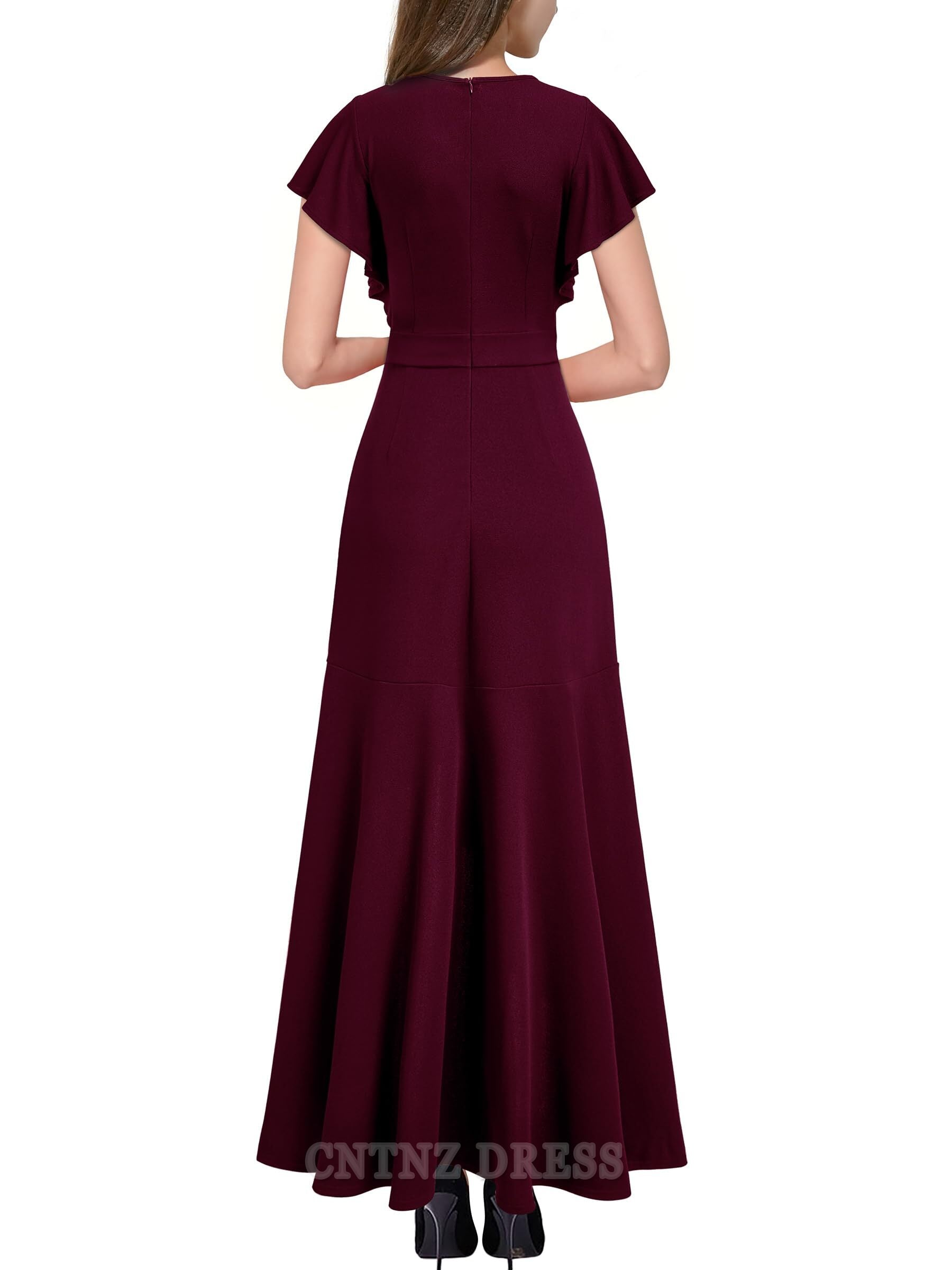 Wholesa A-line V Neck Ruffle Split formal dresses Bridesmaid Dresses evening gown Prom Dress