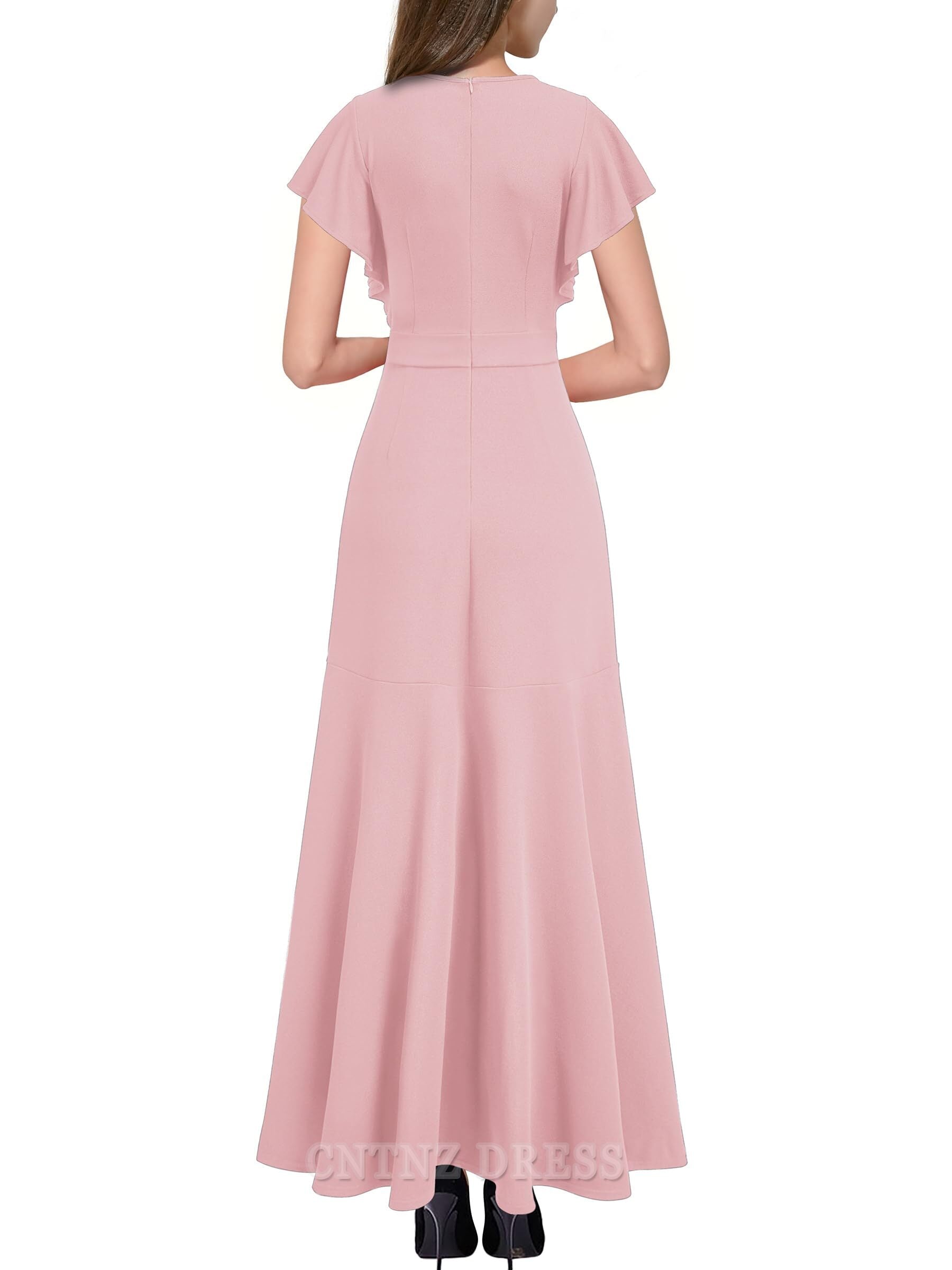 Wholesa A-line V Neck Ruffle Split formal dresses Bridesmaid Dresses evening gown Prom Dress