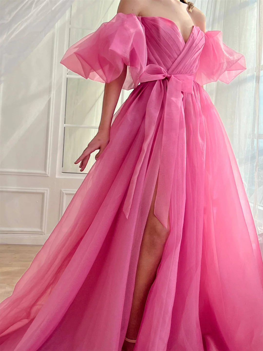 Wholesa A-Line Sweetheart Off-The-Shoulder Floor Length Prom Dress