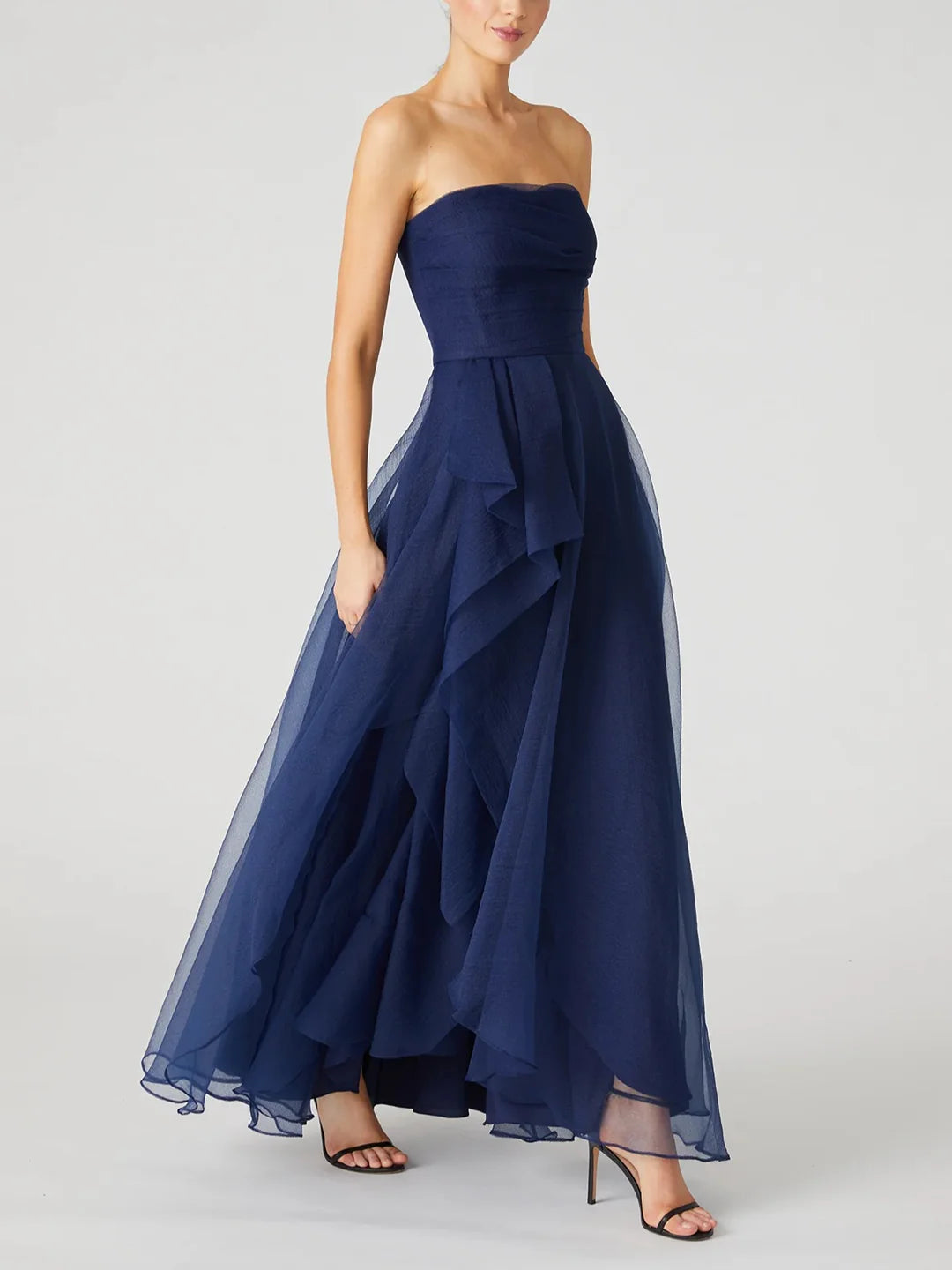Wholesa A-Line Strapless Sleeveless Ankle-Length Evening Dress
