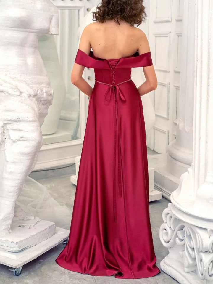 Wholesa A-Line Strapless Sleeveless Floor-Length Evening Dress