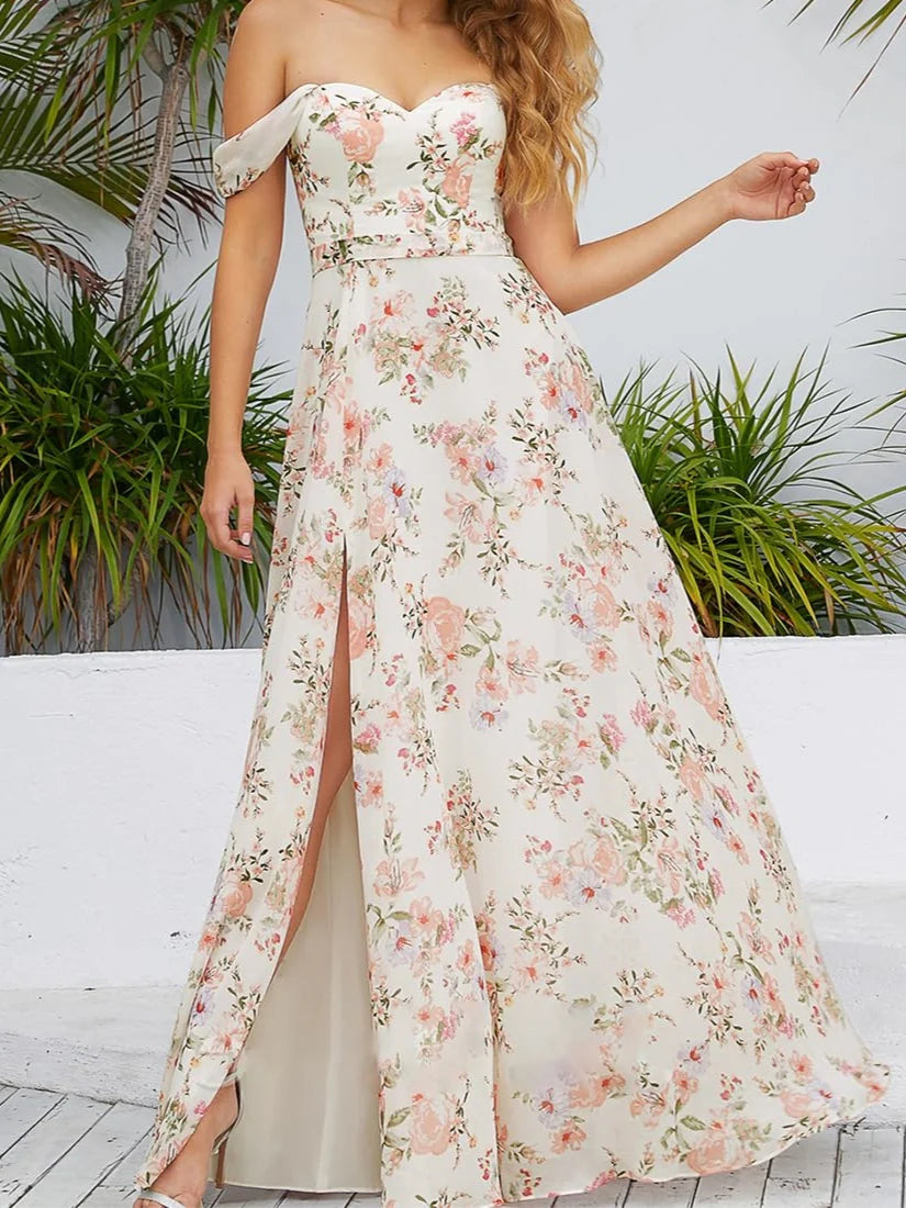 Wholesa A-Line Strapless Sleeveless Floor-Length Prom Dress