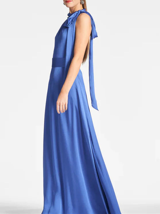 Wholesa A-Line Halter Sleeveless Floor-Length Evening Dress