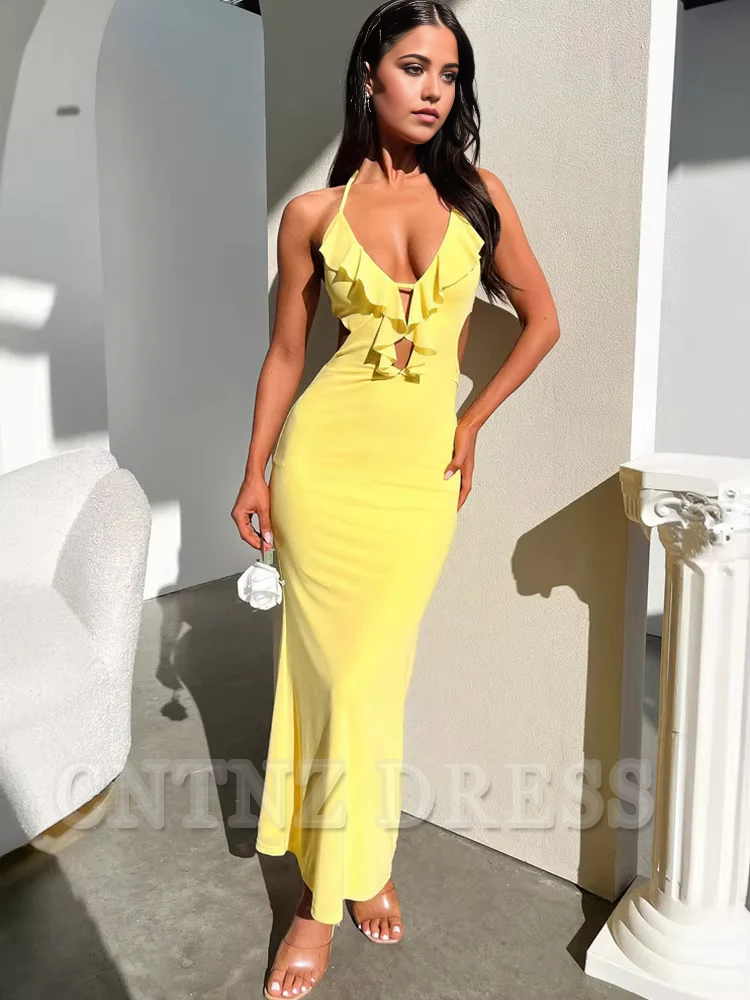Wholesa Elegant Sleeveless Sexy Backless Bodycon High Split formal dresses Bridesmaid Dresses evening gown Prom Dress
