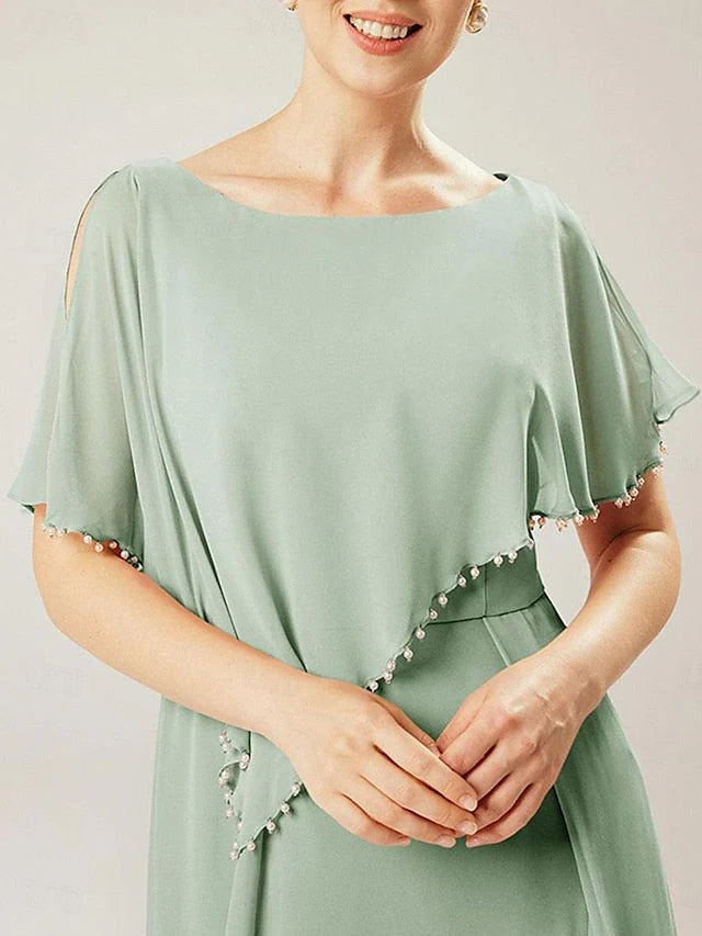 Wholesa Sheath Scoop Short Sleeves Mother Of The Bride Dresses