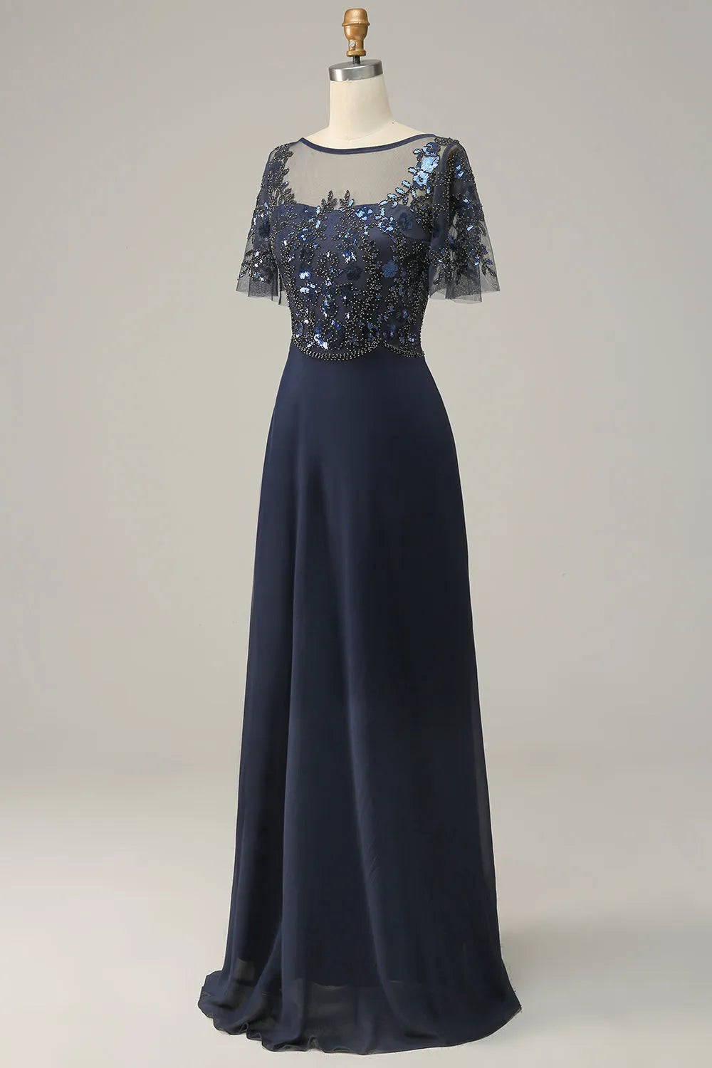 Wholesa A-line Appliques Sequin Mother of Bride Dress