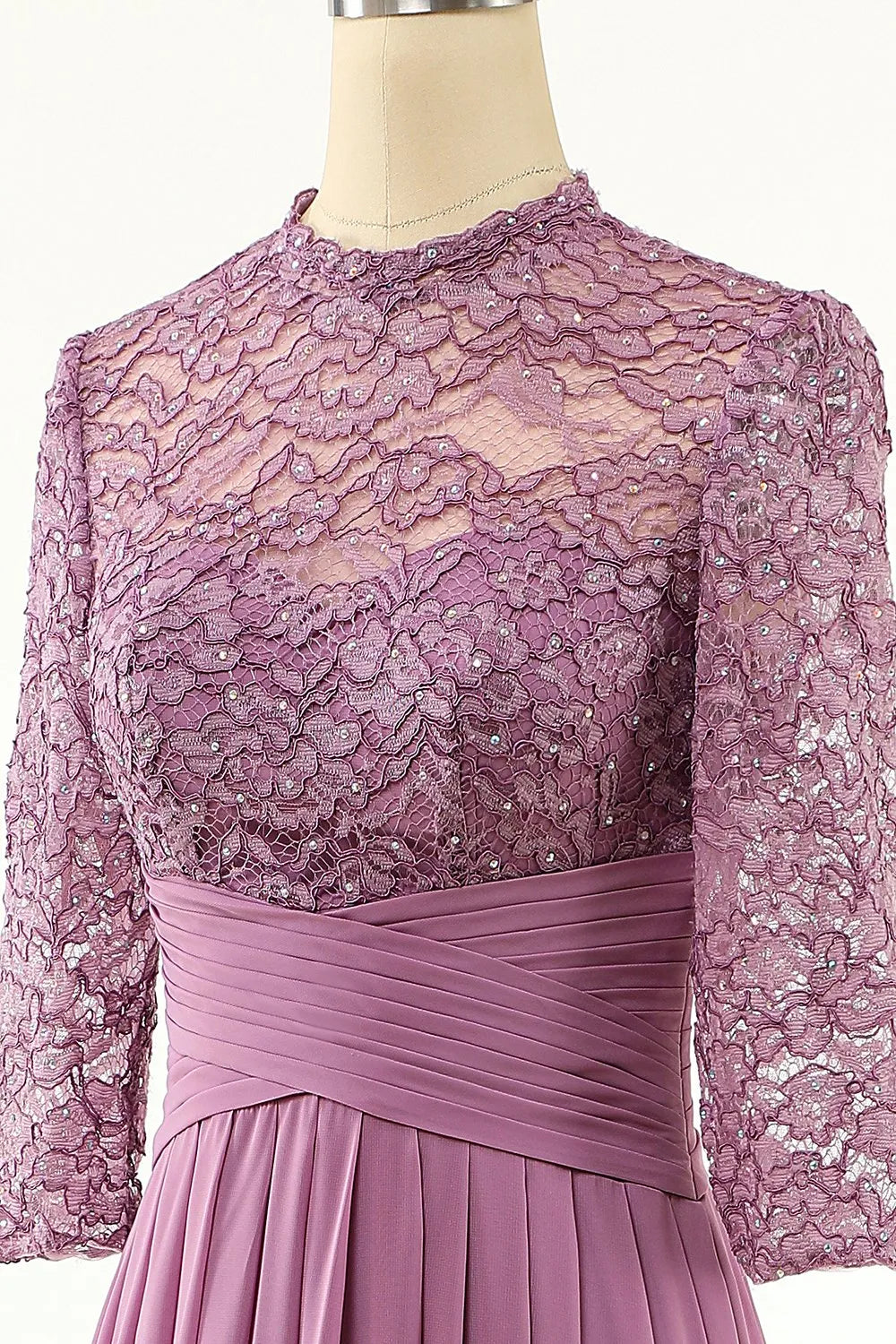 Wholesa A-line Chiffon Long Mother Of the Bride Dress with Lace