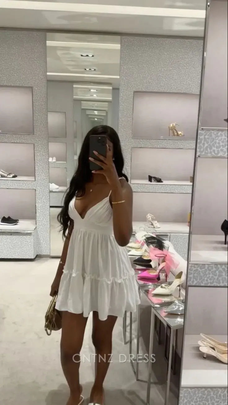 Wholesa A-line V Neck Cute White Homecoming Dress formal dresses Bridesmaid Dresses evening gown Prom Dress