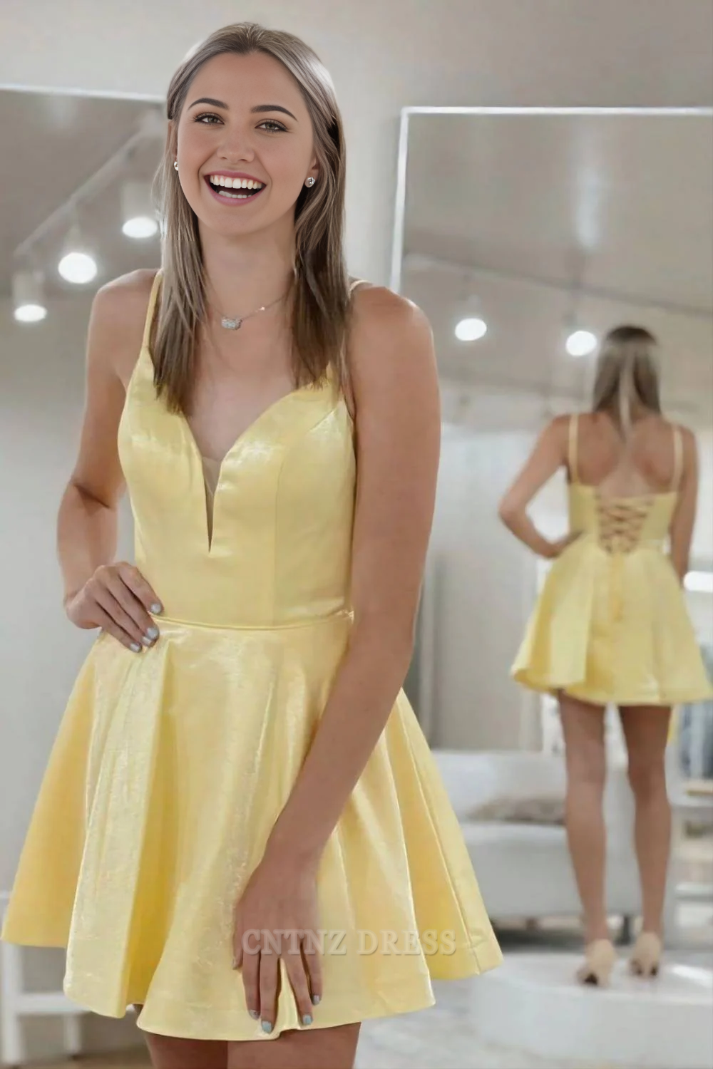 Wholesa A-line V-Neck Spaghetti Straps Short formal dresses Bridesmaid Dresses evening gown Prom Dress